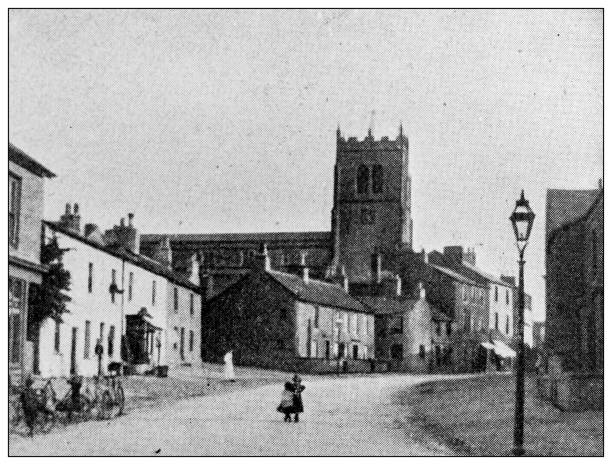 ilustrações de stock, clip art, desenhos animados e ícones de antique dotprinted black and white photograph: kirkby stephen village - kirkby stephen