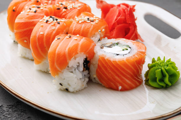 istock Philadelphia sushi roll on plate close up 1292727149