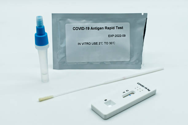 istock Covid-19 antigen rapid test kit set isolated on white background. 1292728285