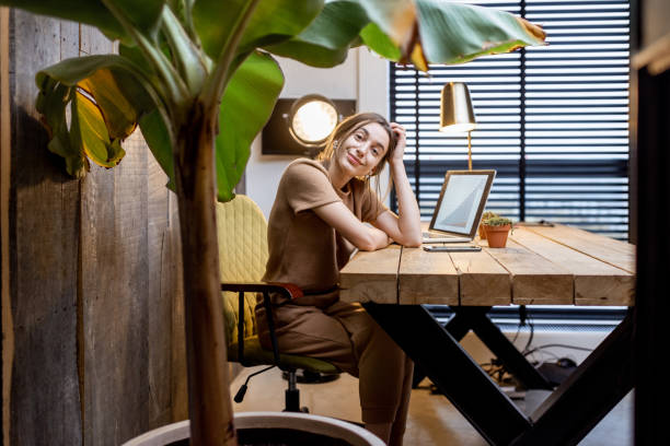 istock Woman at the cozy home office 1292728489