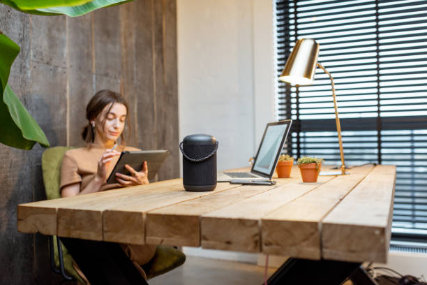istock Woman working at cozy home office 1292728595