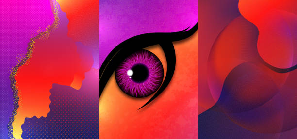 istock Collection of postcards. Creative mystic eye, flowing style, gradient background, texture. Poster, banner, flyer. Vector illustration 1292733556
