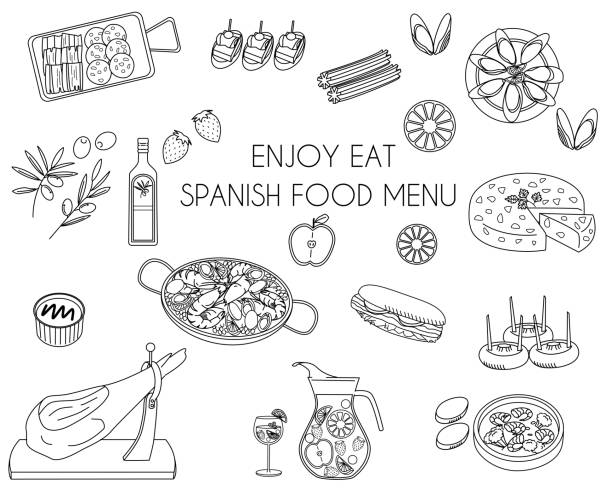 Spanish food menu icon Spanish food icon vector illustration spanish food stock illustrations