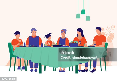 5,797 Family Dinner Illustrations & Clip Art - iStock | Family dinner  restaurant, Dinner table, Dinner party