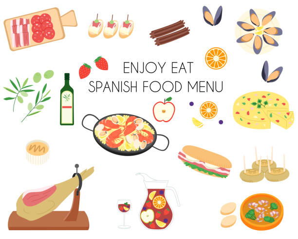 Spanish food menu icon Spanish food icon vector illustration spanish food stock illustrations