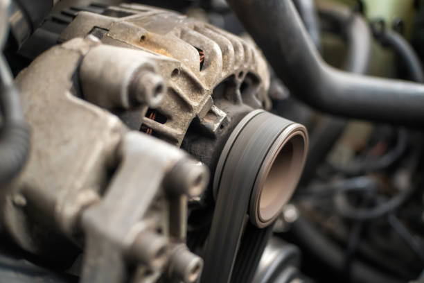 istock AC generator for a car close-up, the engine compartment of a passenger car. 1292737806