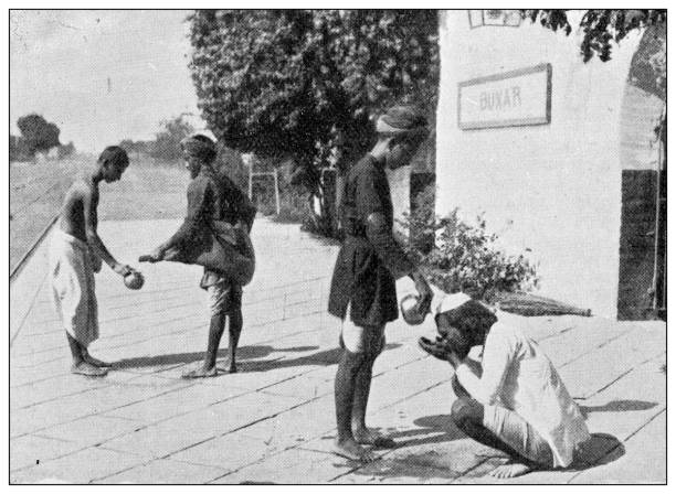 istock Antique dotprinted black and white photograph: Water carrier 1292737993