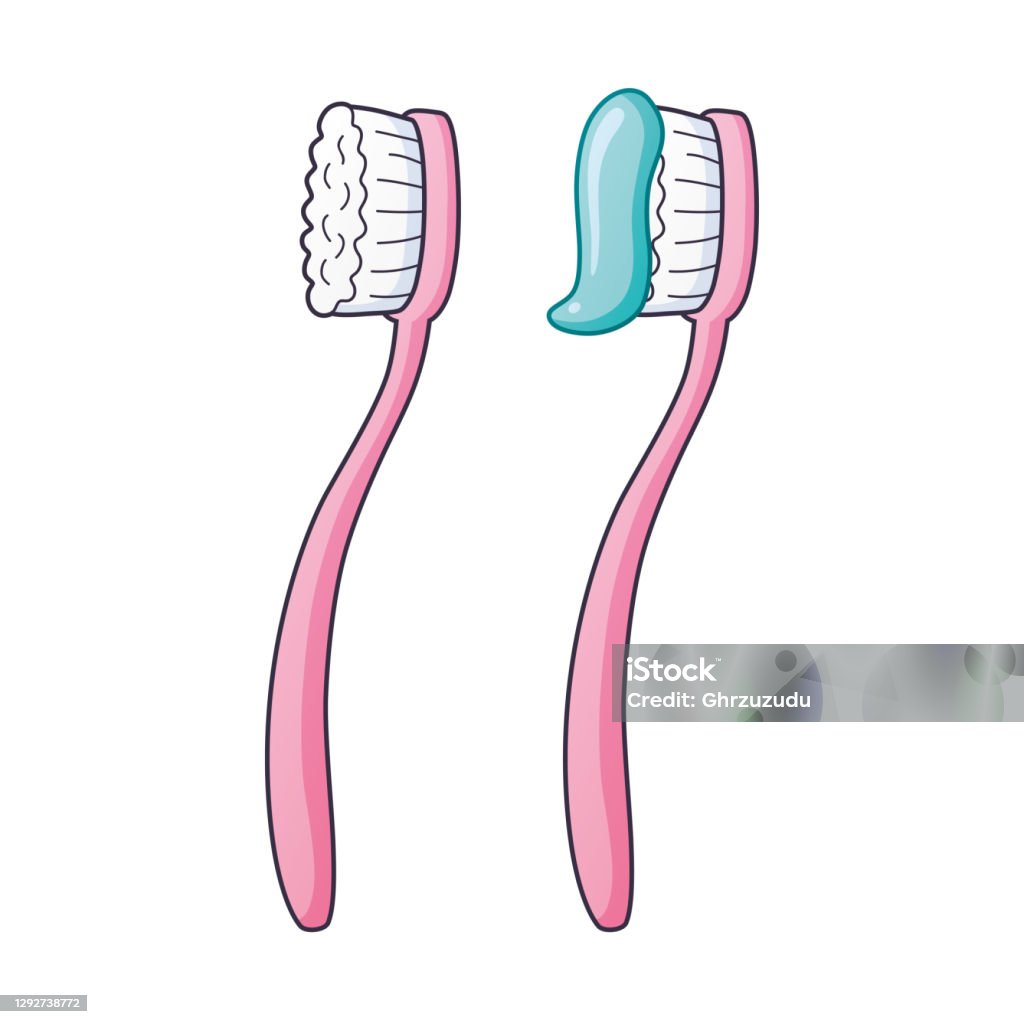Pink Toothbrush Drawing Pink Toothbrush With Toothpaste Stock Illustration - Download Image Now ...