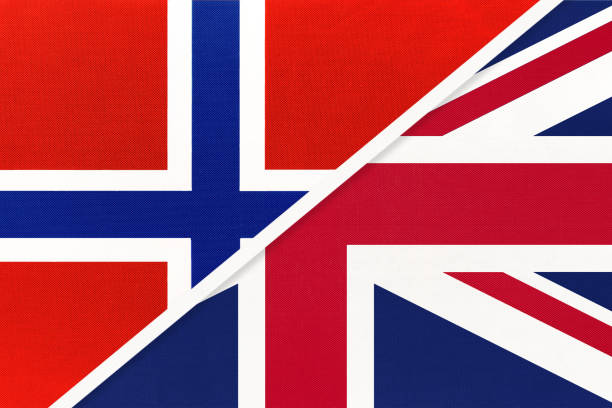 ノルウェーとイギリスまたは英国、テキスタイルからの国旗のシンボル。 - british flag backgrounds england english flag点のイラスト素材／クリップアート素材／マンガ素材／アイコン素材