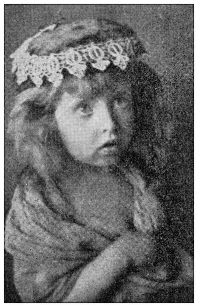 istock Antique dotprinted black and white photograph: Little girl portrait 1292740507