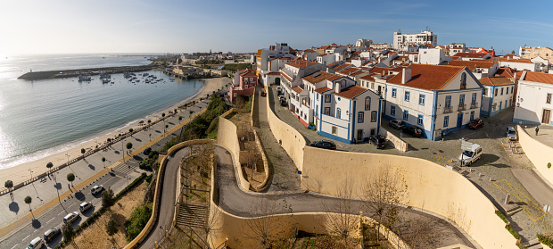 Sines, Portugal - 20 December 2020: panorama view of the old city center of Sines