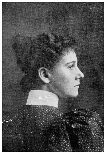 Antique dotprinted black and white photograph: Woman portrait