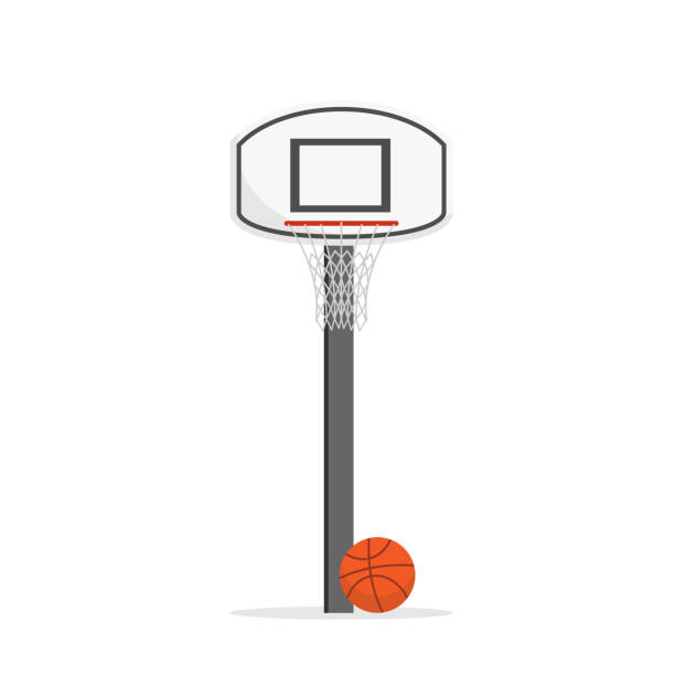 Basketball hoop and ball isolated on white background. Basketball hoop and ball isolated on white background. Sport concept. Vector stock basketball hoop stock illustrations