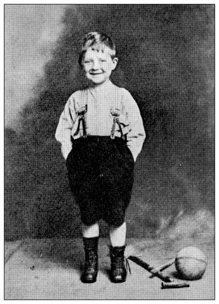 istock Antique dotprinted black and white photograph: Little boy 1292749733