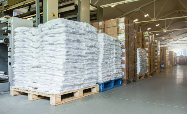 istock Warehouse of a plastic and paper packaging factory 1292750629