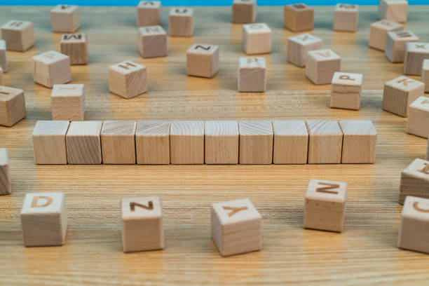 istock Ten blank wooden blocks on the table 1292750854