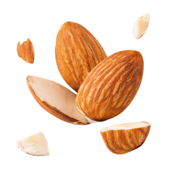 istock Almond spreads out Is a square on a white isolated 1292753613