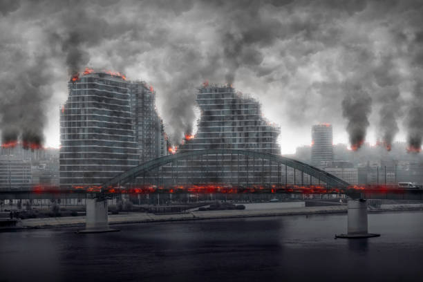 istock View of post-apocalyptic cityscape. Digital illustration 1292757544