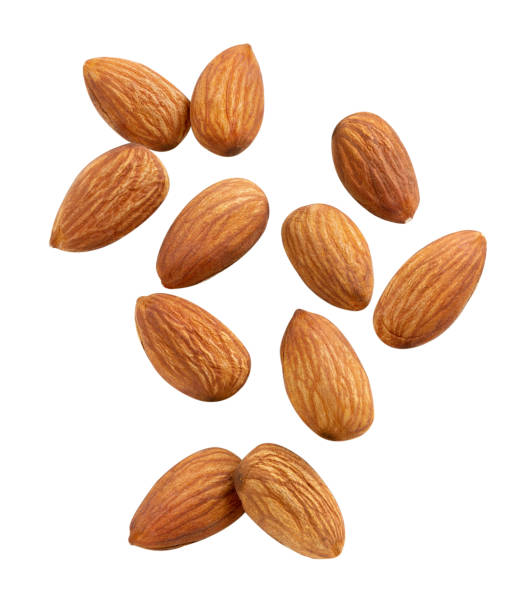 istock almond Closeup stack , isolated on the white background Full depth of field. 1292758220