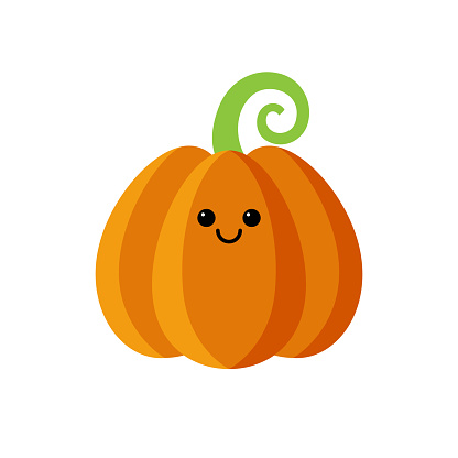 Isolated Cartoon Orange Pumpkin With Kawaii Face On White Background  Colorful Friendly Pumpkin Vegetable Cute Funny Personage Flat Design For  Children Product Stock Illustration - Download Image Now - iStock