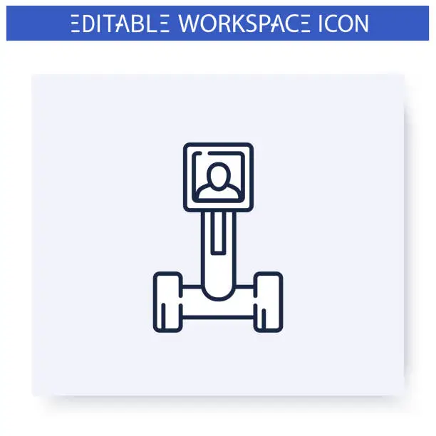 Vector illustration of Telepresence robot line icon.Editable illustration