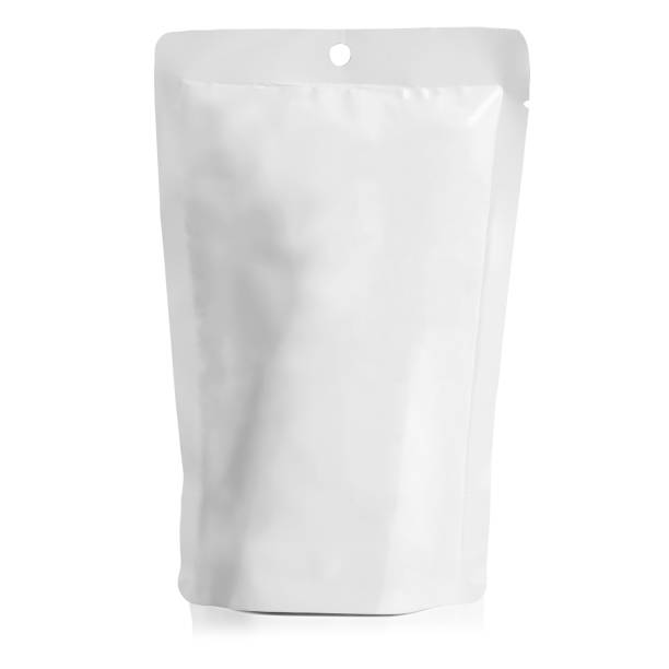 istock Real Packaging White Blank Foil Food Doy Pack Stand Up Pouch Bag Packaging On White Background. Mock Up,( Clipping path ) 1292760455