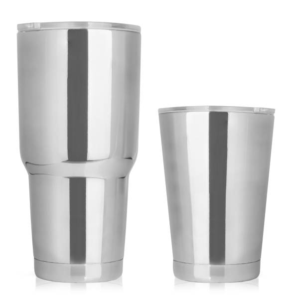 istock Travel real Mug Stainless steel mug isolated on white background.cold storage. Packaging for liquids cool and hot water Convenient to carry .(clipping path) 1292760468