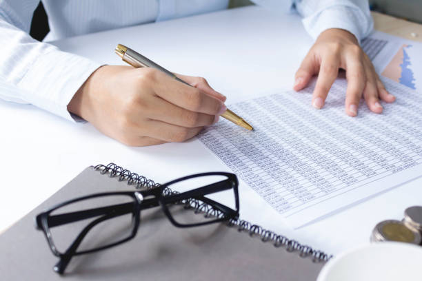 istock Analysis of data from the accounting numbers. 1292760912