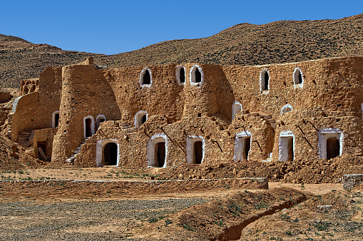 Unique architecture in the Sahara desert in Tunisia