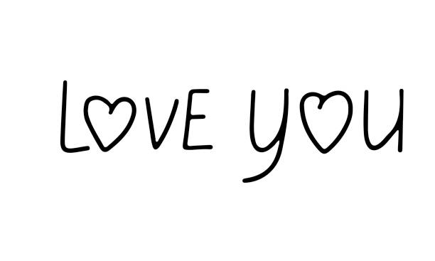 istock Hand drawn Valentines day quote love you with a heart in doodle style isolated on white background. 1292763314