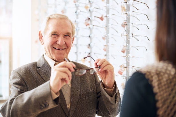 istock Pensioner with new glasses posing for the camera 1292767044