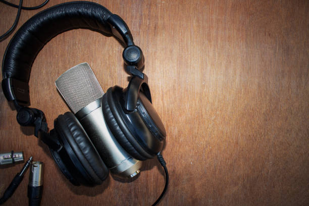 istock Headphone and microphone condenser Professional audio recording suite 1292768785