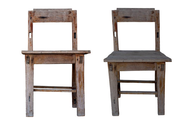 istock Old wooden chair isolated on white background 1292769341