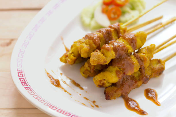 istock Pork satay with Peanut Sauce Thai food 1292770135