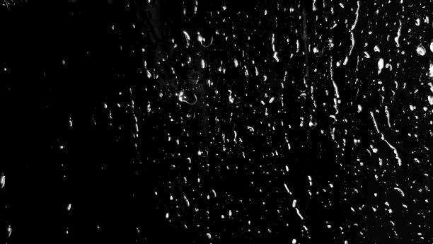 istock Blurred black background with bright white water droplets in soft focus. Overlay for creating a special wet glass effect. 1292778245
