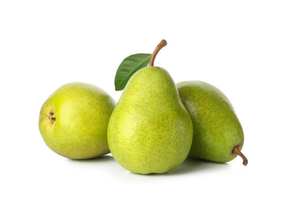 istock Fresh green pears isolated on white background 1292778799
