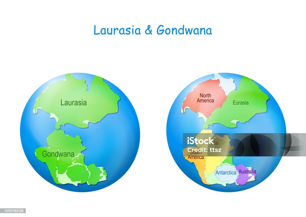 Laurasia And Gondwana Continental Borders And Ocean Tethys Stock  Illustration - Download Image Now - iStock