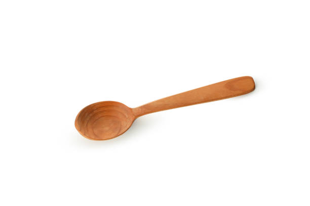 istock Empty wooden spoon isolated on white background 1292782189
