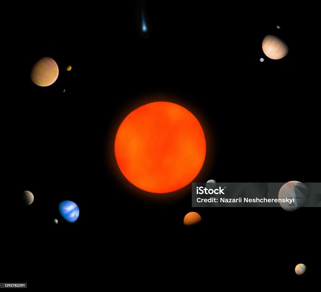 Extrasolar System Object Solar System With Planets And Satellites Extrasolar System With A Star ...