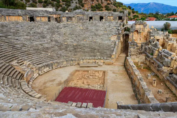 Photo of Ruins of ancient Greek-Roman theatre of Myra in Demre, Antalya province in Turkey