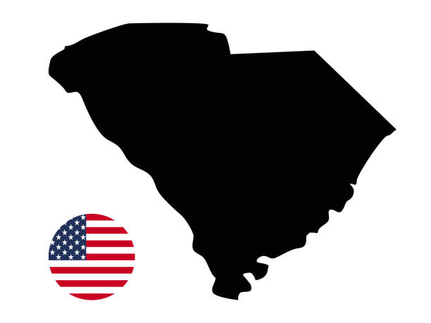 미국 국기가 있는 사우스캐롤라이나 지도 - south carolina flag interface icons symbol stock illustrations