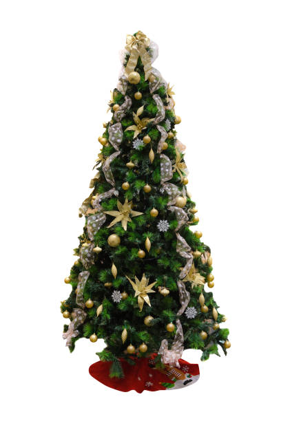 istock Christmas tree decorated with christmas decorations isolated on white background 1292789434
