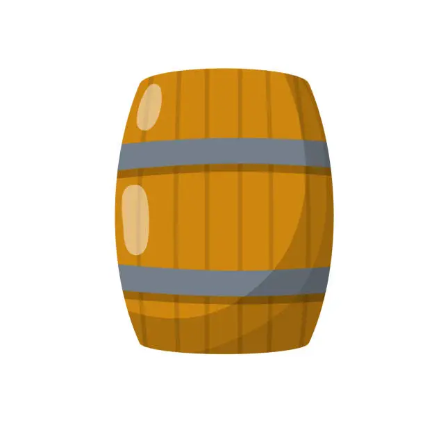 Vector illustration of Barrel. Element of village and middle ages. Brewing and winemaking.