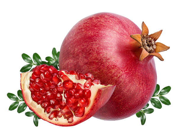 istock Pomegranate with leaves  isolated on white background with clipping path 1292794031
