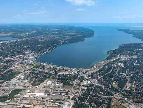 An aerial photo of Barrie, Ontario Canada from an aircraft!