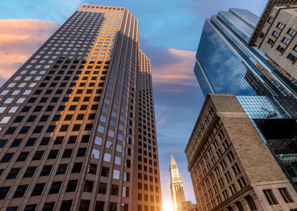 Boston downtown financial district and city skyline