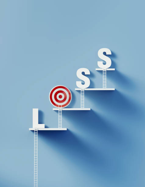 istock White Ladders Lean over A Bull's Eye Target and Write Loss on Blue Wall 1292806366