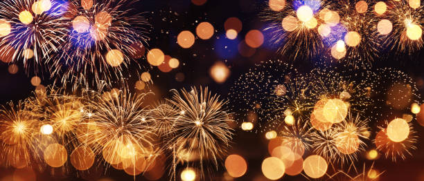istock Abstract colored firework on dark sky. Celebration and anniversary concept 1292809575