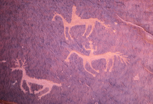 Rock art found throughout southern Utah and Northern Arizona, paintings scratched or painted on stone with pigment.