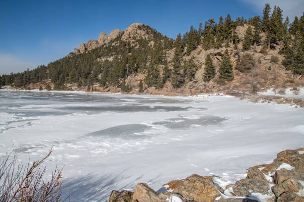 istock High mountain lake covered with ice and snow 1292813415